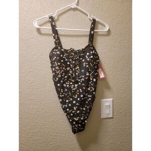 NWT Xhilaration Swimwear One Piece Multi Black Floral Size Medium